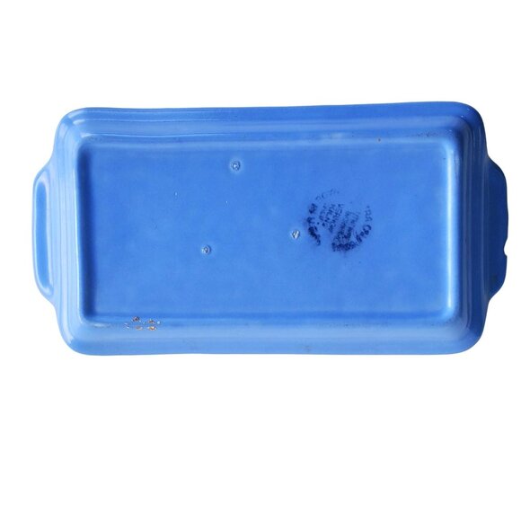 Art Deco Butter Dish Vernon Kilns Ultra California Aster Blue Tray Vintage - Picture 3 of 10